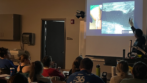 how to identify a knee effusion prior to performing an ultrasound guided injection.