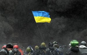 Ukrainian flag flies in Ukraine to celebrate their independence and fight for democracy